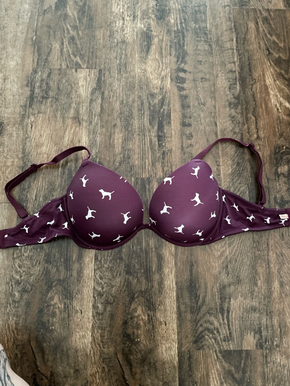 Plum Bra with White Dog Print